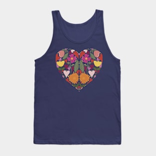 Heart Flowers Folk Art Valentine Tank Top